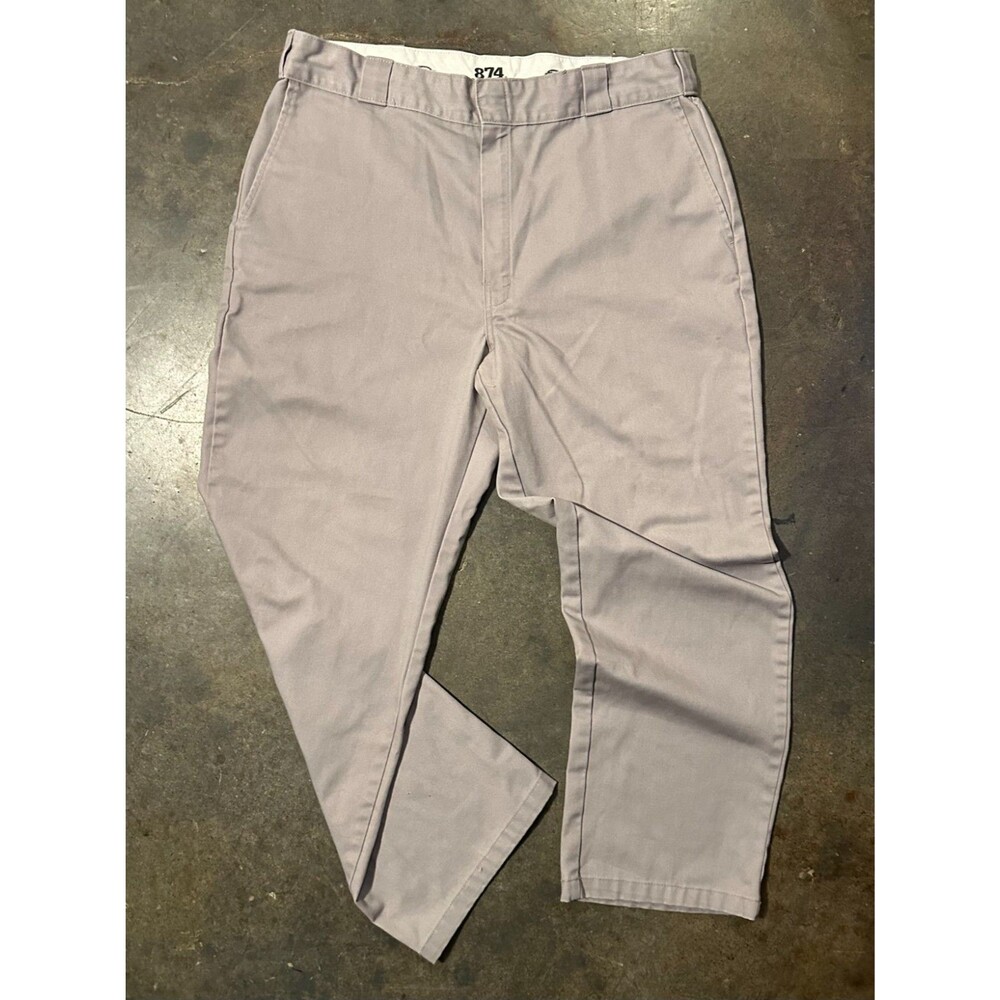 Dickies 874 Original Fit Work Pants Mens 38x30 Gray Flat Front Uniform